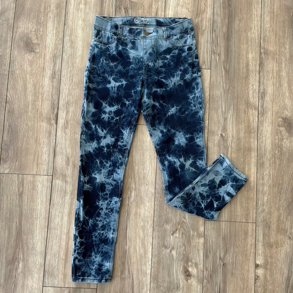 Wonder Nation Girls Blue Tie Dye Jeggings Size XXL 18 Acid Wash Skinny Pants
